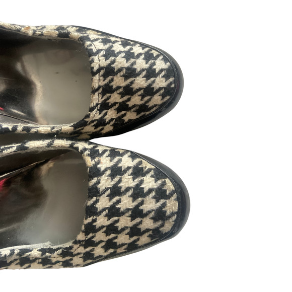 GUESS Tweed Houndstooth‎ Buckle Y2K Patent Cap Toe Retro Stiletto Heels - Picture 4 of 8